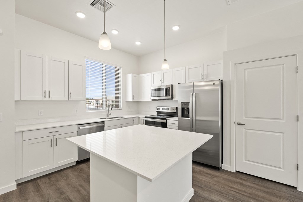 Three Bedroom Kitchen Island at Casitas Catalina Apartments in Tucson