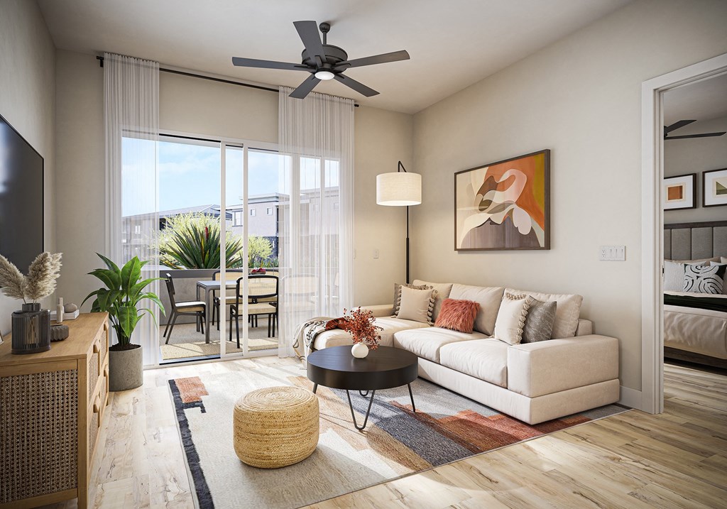 Three Bedroom Living Room at Solstice Living Apartments in Tucson Arizona