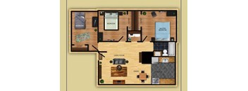 Three Bedroom One Bathroom floor plan at San Simeon Apartments in Tucson AZ