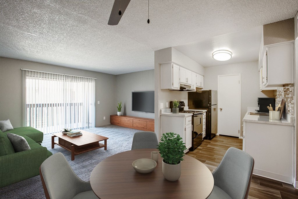 Two Bed One Bath common area at River Oaks Apartments in Tucson