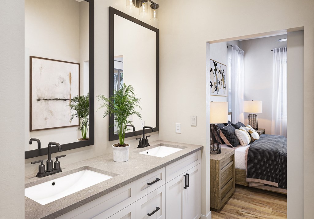 Two Bedroom Double Vanity at Solstice Living Apartments in Tucson Arizona