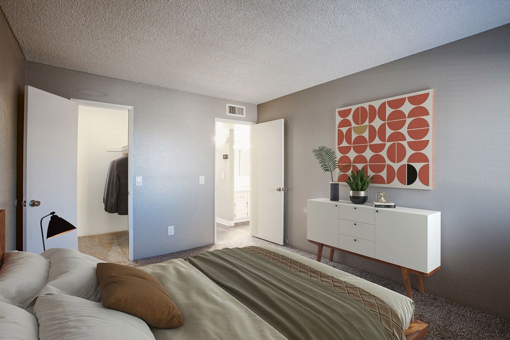 Two bed one bath bedroom at River Oaks Apartments in Tucson