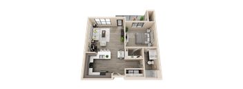 1x1 882 sq ft floor plan image at V on Broadway