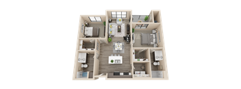 2 bedroom 2 bathroom 740 sq ft floor plan image at V on Broadway