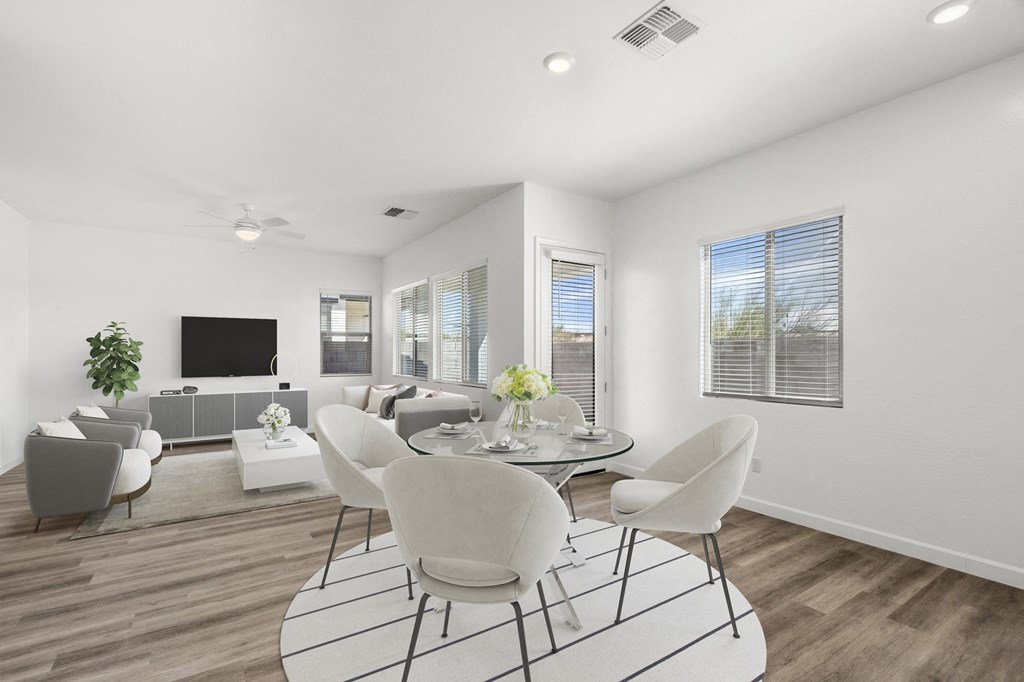 Valencia Furnished Diningroom and Livingroom at Bella Encanta Apartments in Mesa Arizona