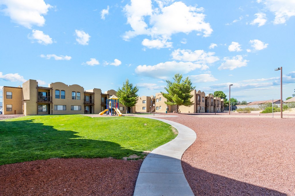 Walking Path and Playground at Copper Ridge Apartments in Kingman Arizona