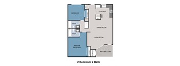 2 bedroom 2 bathroom floor plan image at Arcadia Lofts in Phoenix AZ