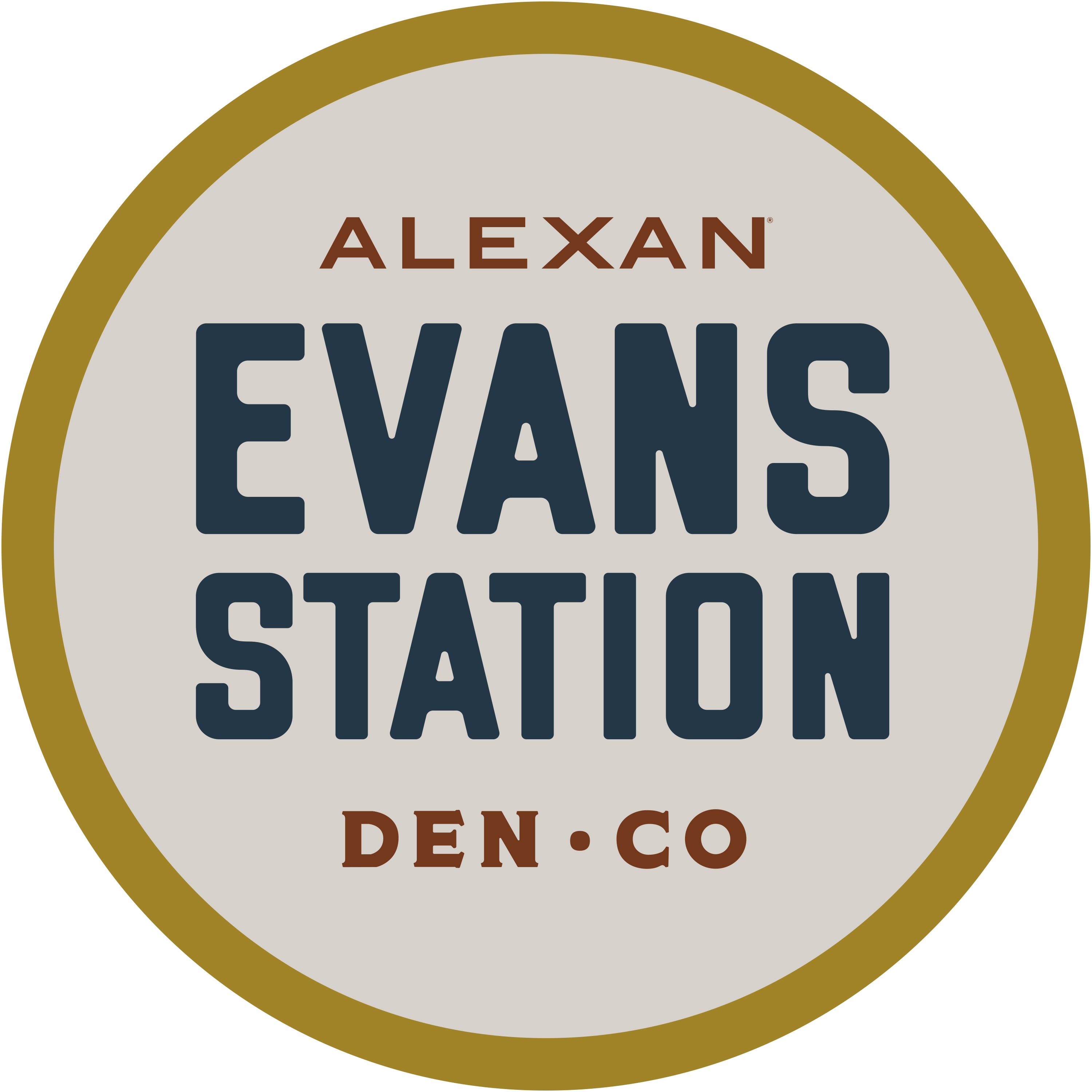 A sign that says "Alexan Evans Station Denver CO".