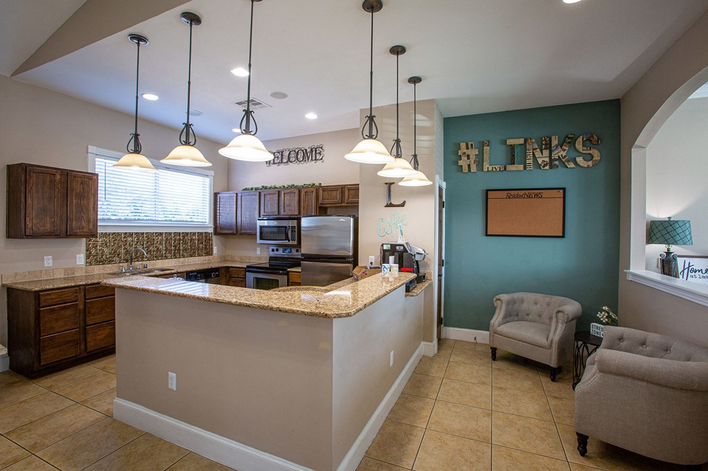 clubhouse kitchen at Links at Forest Creek in Round Rock Texas near Austin