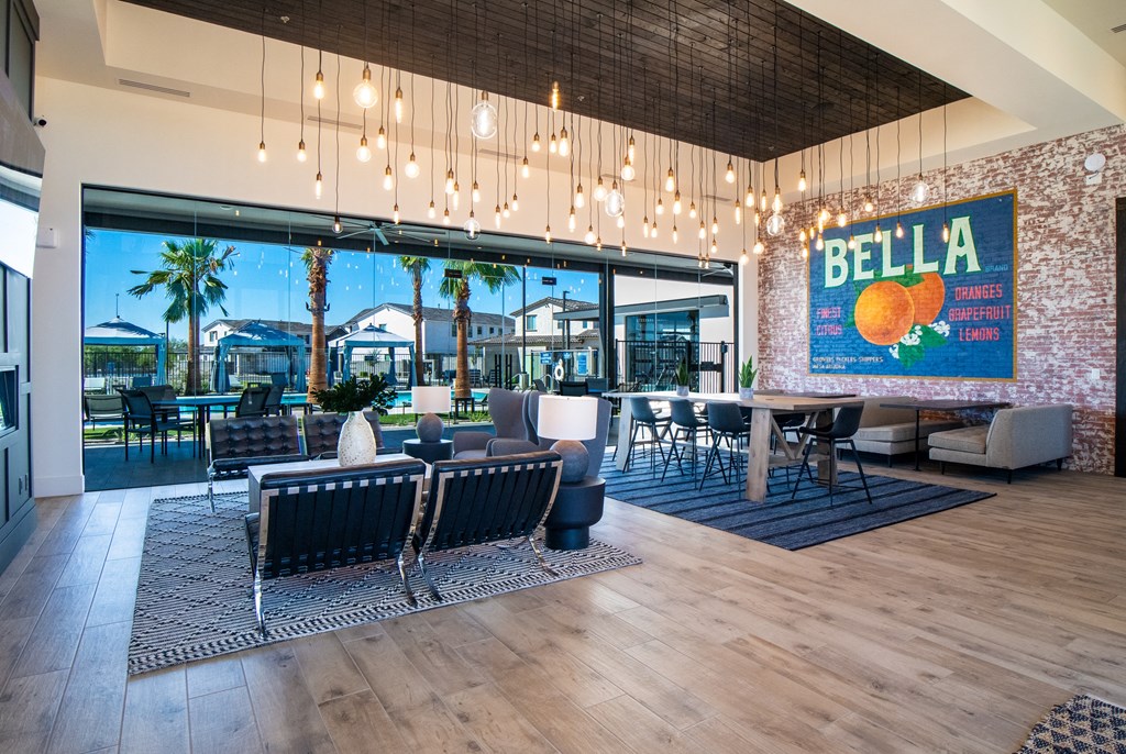 the lobby of the bella apartment building at the beach