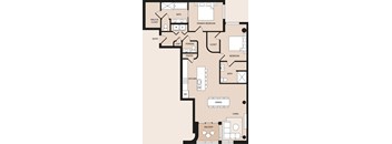 A floor plan of a house with a living room, dining room, kitchen, and multiple bedrooms.