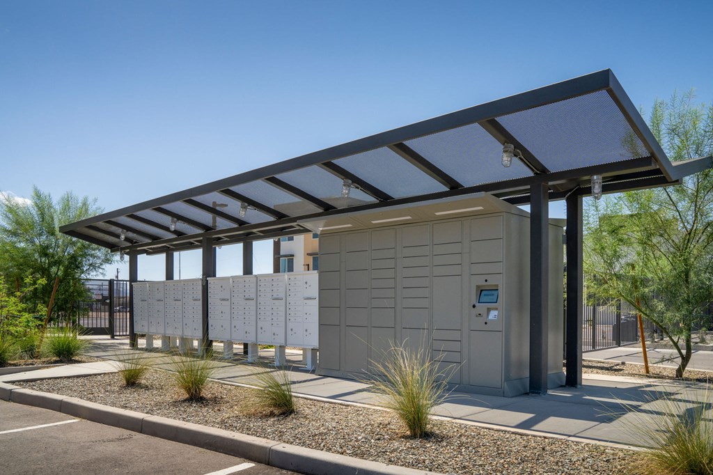 mail and package locker at Streamliner 16th Apartments in Phoenix