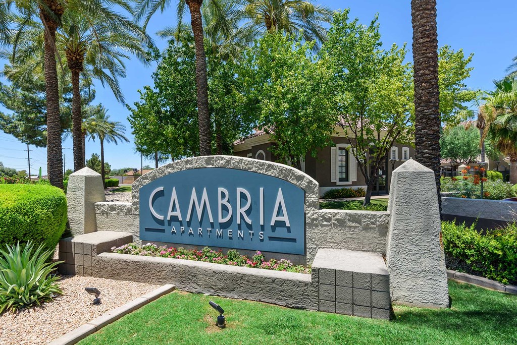 monument sign at Cambria Apartments in Gilbert Arizona