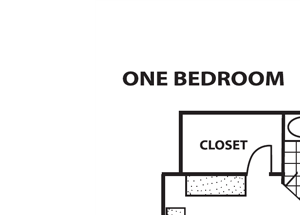 One bedroom floor plan at Cinnamon Tree Apartments in Albuquerque, MN