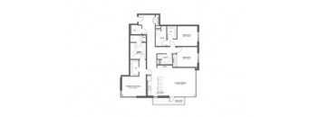 A floor plan of a house with a living room, dining room, kitchen, and two bathrooms.