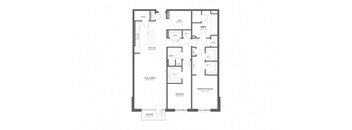 A black and white image of a floor plan for a house.