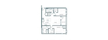 A floor plan of a house with a kitchen, living room, bedrooms and bathrooms.