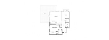 A floor plan of a house with a garage and a separate guest house.
