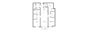 A floor plan of a house with a living room, dining room, kitchen, and multiple bedrooms.