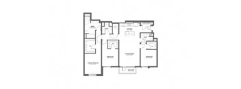 A black and white floor plan of a house with labeled rooms.