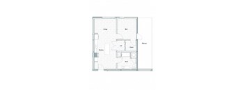 A floor plan of a house with labeled rooms such as Bed, Bath, Kitchen, Balcony, Living, and Closet.
