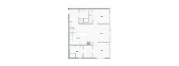 A floor plan of a house with two bedrooms, a living room, a kitchen, and a bathroom.
