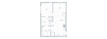 A floor plan of a house with labeled rooms including a living room, kitchen, bath, and closet.