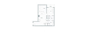 A floor plan of a house with labeled rooms such as Balcony, Living, Kitchen, Closet, and Bath.