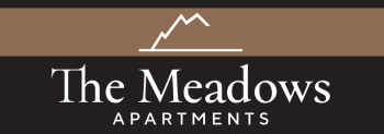 The Meadows Apartments logo with a mountain icon above the text.