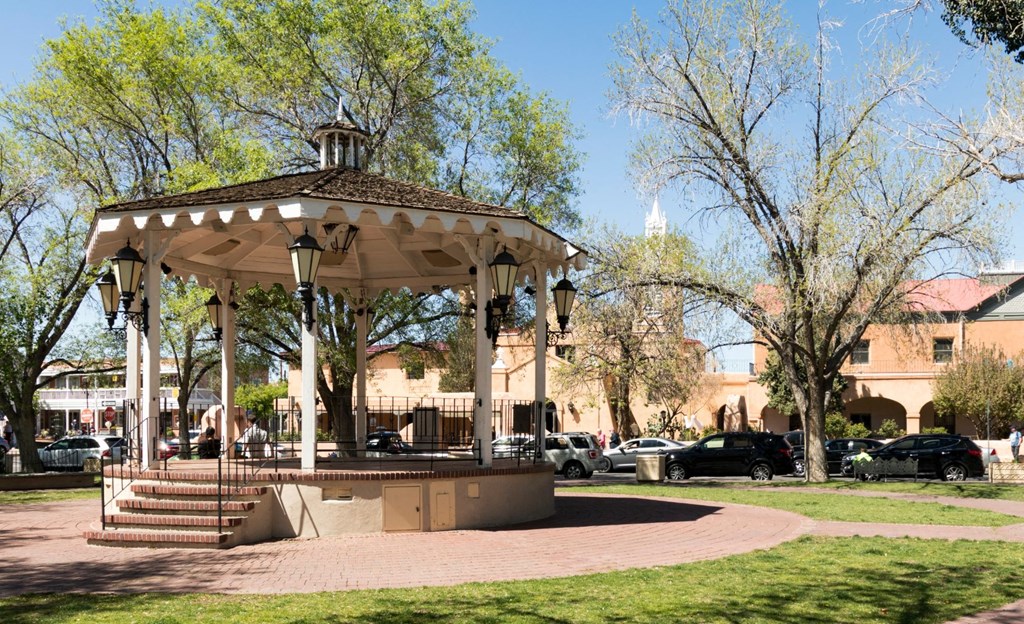a gazebo in the middle of a park