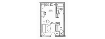 studio floorplan at Streamliner 67th Apartments in Phoenix Arizona