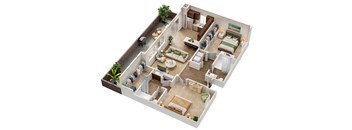 2 Bedroom Floor Plan at Avilla Preserve Apartments in Tucson Arizona