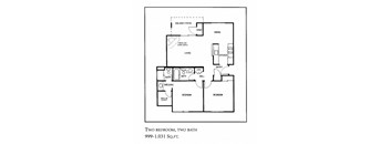 2 Bedroom 2 Bath Floor Plan