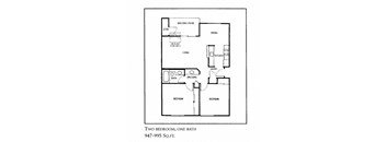 2 Bedroom 1 Bath Floor plan