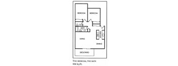 2 Bedroom 2 Bath Floor Plan