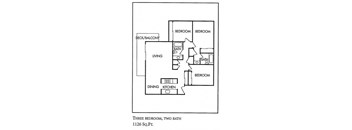 3 Bedroom 2 Bath Floor Plan