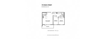 a floor plan of two bedroom condo on to park street