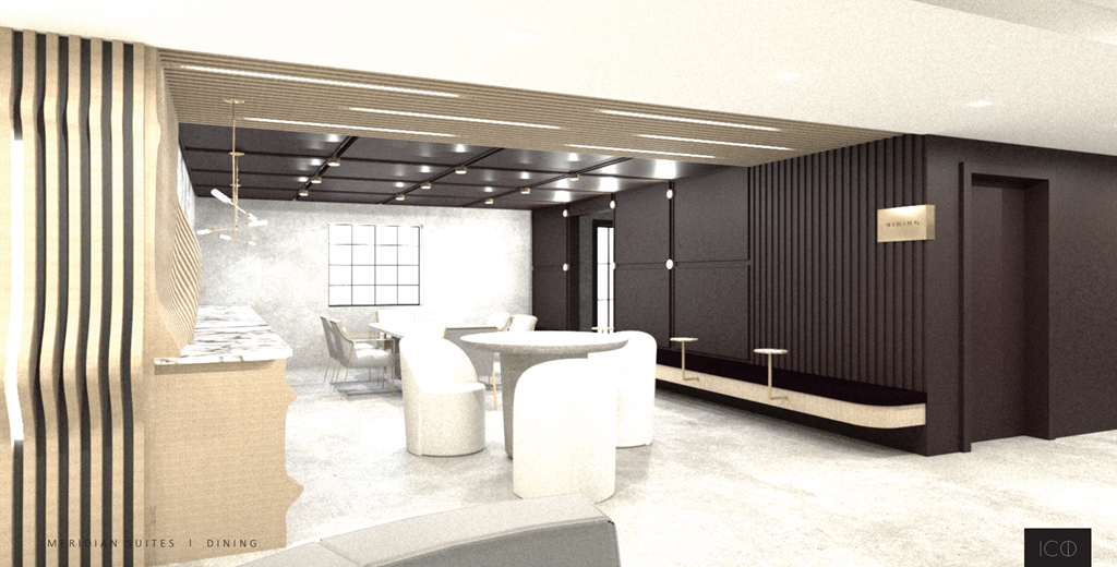 a rendering of the bar area in the lobby of the building
