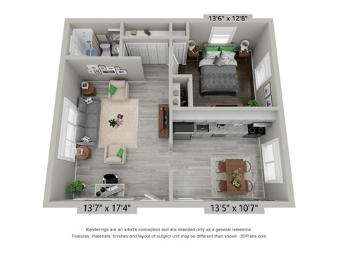 1 Bedroom Floor Plan at Encore 99, East Haven, CT, 06512