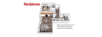 the redstone floor plan with bedroom and bathroom