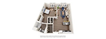 A floor plan of a Type A1 apartment with 944 square feet, featuring a living room, kitchen, bathroom, and storage.