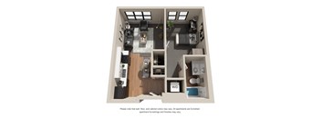 a one bedroom floor plan without roommates