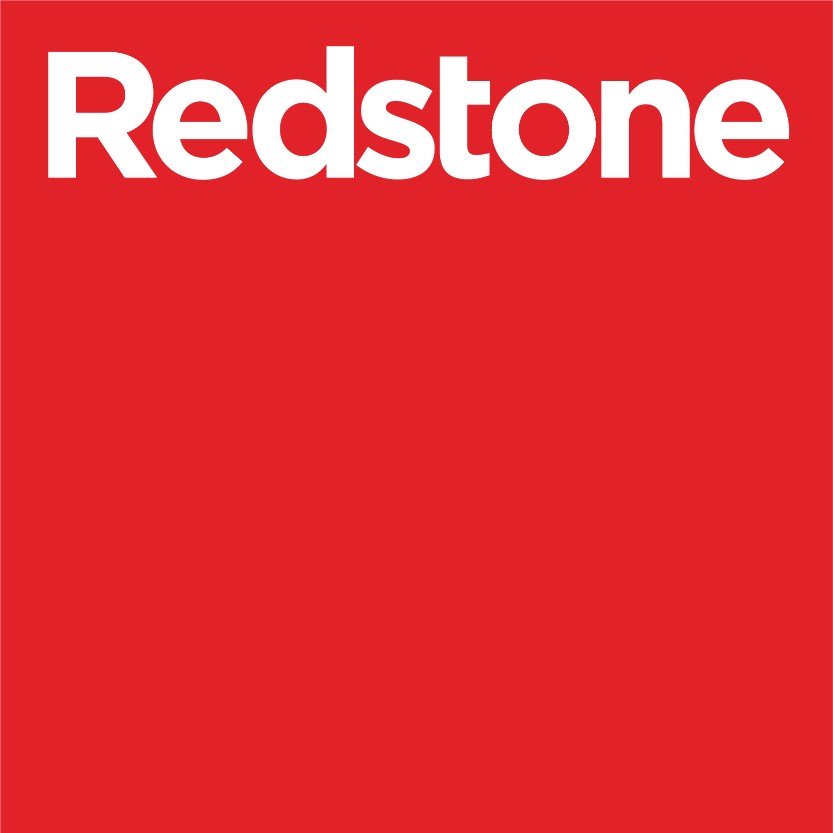 A red background with the word Redstone in white text.