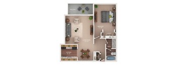 a floor plan of a house with a bedroom and a living room