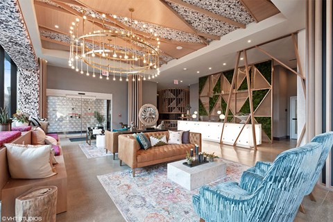 apartment front desk room with lounge seating