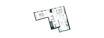 floor plan of a 1 bed 1 bath apartment