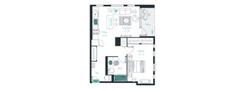 floor plan of a 1 bed 1 bath apartment