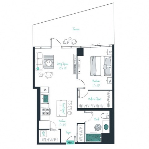 floor plan of a two bedroom apartment