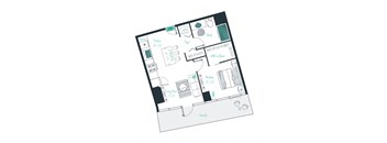 floor plan of a 1 bed 1 bath apartment