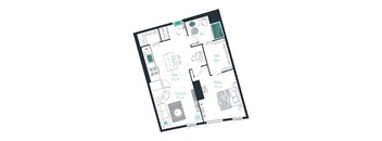 floor plan of a 1 bed 1 bath apartment